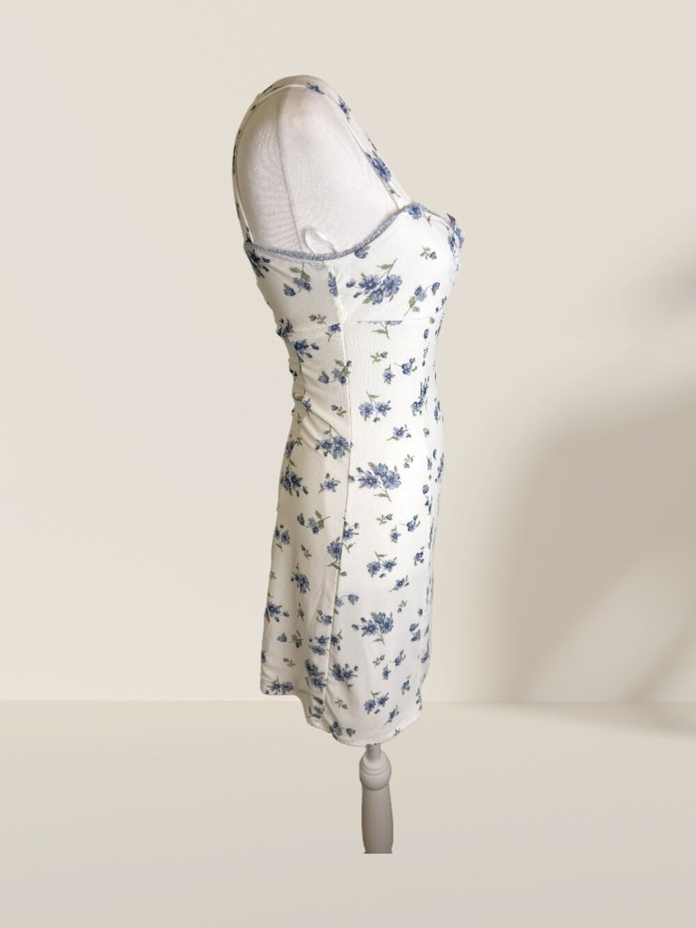 Thirty Thirty LA White Blue Floral Mini Slip Dress Size S | Cottagecore - Picture 2 of 9